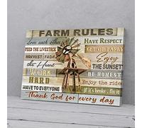YAASIMOULE Farm Rules Thank God For Everyday Farmer Canvas Wall Art