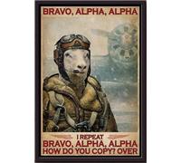 YAASIMOULE Farm Sheep Bravo Alpha How Do You Copy Over Poster Framed Matte Canvas