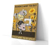 YAASIMOULE Fashion Is What You Buy Sewing Sunflower Canvas Prints Wall Art