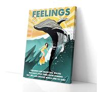 YAASIMOULE Feeling Are Much Like Waves Blue Whale Beach Surfing Canvas Prints Wall Art