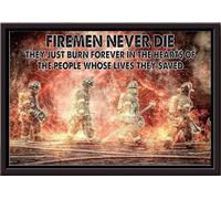 YAASIMOULE Firefighter Firemen Never Die Poster Framed Matte Canvas