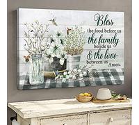 YAASIMOULE Flower vases with hummingbird Bless the food before us Jesus Landscape Canvas Print Wall Art