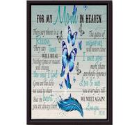 YAASIMOULE For My Mom In Heaven Poster Motherhoood Wall Art Gift Funeral Butterfly Lover House Decor Mothers Day Framed Matte Canvas Prints