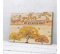 YAASIMOULE Gather Here With Grateful Heart Tree Butterfly Canvas Wall Art