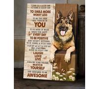 YAASIMOULE German Shepherd Believe in yourself and remember to be awesome Dog Portrait Canvas Print Wall Art