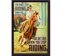 YAASIMOULE Girl Riding Horse You Dont Stop When Get Old Poster Framed Matte Canvas