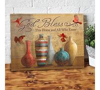 YAASIMOULE God Bless This Home And All Who Enter Cardinal Canvas Wall Art