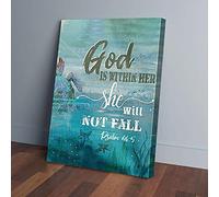 YAASIMOULE God Is Within Her She Will Not Fall Sea Turtle Canvas Prints Wall Art