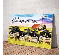 YAASIMOULE God Says You Are Angus Cow Canvas Prints