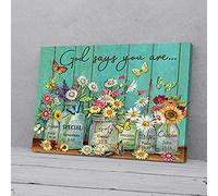 YAASIMOULE God Says You Are Colors Flowers Butterlfy Canvas Prints
