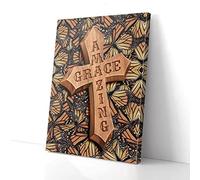 YAASIMOULE Grace Amazing Cross Butterfly Canvas Wall Art