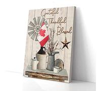 YAASIMOULE Grateful Thankful Blessed Canada Flag Farmhouse Farmer Canvas Prints Wall Art