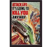 YAASIMOULE Green Stock Car Racing Attack Life Its Going To Kill You Poster Framed Matte Canvas