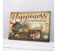 YAASIMOULE Happiness Is Homemade Hydrangea Hummingbird Canvas Wall Art