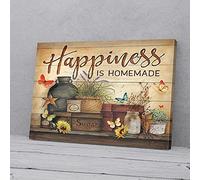 YAASIMOULE Happiness Is Homemade Kitchen Butterfly Canvas Wall Art