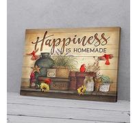 YAASIMOULE Happiness Is Homemade Kitchen Cardinal Canvas Prints Wall Art