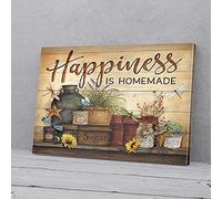 YAASIMOULE Happiness Is Homemade Kitchen Dragonfly Canvas Wall Art