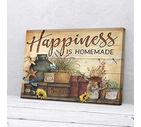 YAASIMOULE Happiness Is Homemade Sunflower Dragonfly Gardening Canvas Wall Art