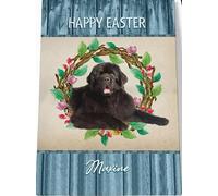 YAASIMOULE Happy Easter Newfoundland Dog Custom Name Canvas