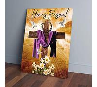 YAASIMOULE He Is Risen Dove Lily Purple Cross Canvas Prints