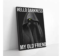 YAASIMOULE Hello Darkness My Old Friend Black Cat Canvas Prints Wall Art