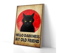 YAASIMOULE Hello Darkness My Old Friend Blood Moon Black Cat Canvas Prints Wall Art