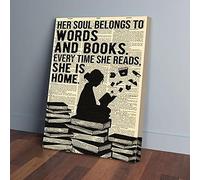 YAASIMOULE Her Soul Belong To The Works Of Book Girl Reading Book Canvas Prints