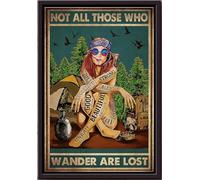 YAASIMOULE Hippie Camping Not All Those Who Wander Are Lost Poster Framed Matte Canvas