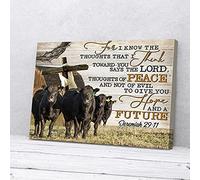 YAASIMOULE Hope And A Future Farming Angus Cow Canvas Wall Art