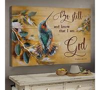 YAASIMOULE Hummingbird Be still and know that I am God Jesus Landscape Canvas Print Wall Art