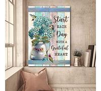 YAASIMOULE Hummingbird Start each day with a grateful heart Jesus Portrait Canvas Print Wall Art