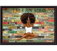 YAASIMOULE I Am Just A June Woman Poster Framed Matte Canvas