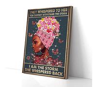 YAASIMOULE I Am The Storm She Whispered Back Black Women Butterfly Canvas Prints Wall Art