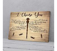 YAASIMOULE I Choose You Flowers Cross Dragonfly Canvas Wall Art