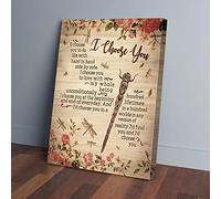 YAASIMOULE I Choose You Flowers Dragonfly Canvas Wall Art