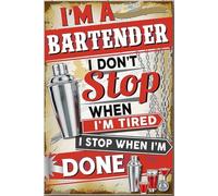 YAASIMOULE I Dont Stop When Im Tired Done Text Poster Bartender Wall Art Gift For Bar Club Pub Wine And Cocktail Lover Canvas Gallery Wrapped Framed Idea Prints