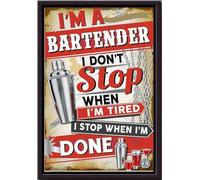 YAASIMOULE I Dont Stop When Im Tired Done Text Poster Bartender Wall Art Gift For Bar Club Pub Wine And Cocktail Lover Framed Matte Canvas Prints