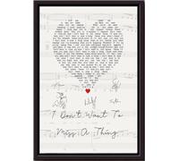 YAASIMOULE I Dont Want Be Miss A Thing Lyrics Heart Shaped Typography Aerosmith Signatures Poster Framed Matte Canvas