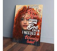YAASIMOULE I Have Red Hair God Knew I Needed A Warning Label Redhead Canvas Prints