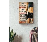 YAASIMOULE I May Not Be The Fittest Or Strongest But Im Trying My Hardest Lifting Fitness Poster Canvas Gallery Wrapped Framed Gift Idea