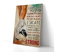 YAASIMOULE I Skate To Feel Strong Ice Skating Canvas Prints Wall Art