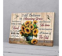 YAASIMOULE I Still Believe In Amazing Grace Sunflower Hummingbird Canvas Prints