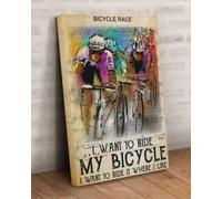 YAASIMOULE I Want To Ride My Bicycle Cycling Canvas Prints