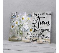 YAASIMOULE I Will Always Remember You White Daisy Butterfly Canvas Prints Wall Art