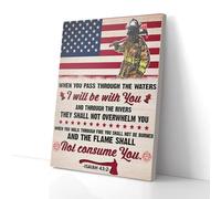 YAASIMOULE I Will Be With You American Flag Firefighter Canvas Wall Art