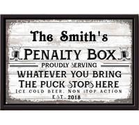 YAASIMOULE Ice Hockey Penalty Box Proudly Serving Whatever You Bring The Puck Stops Here Poster Framed Matte Canvas