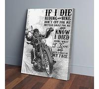 YAASIMOULE If I Die Riding My Bike Dont Cry For Me Old Man Motorbike Canvas Prints