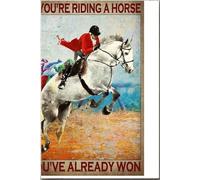 YAASIMOULE If You're Riding A Horse You've Already Won Poster Animal Wall Art Gift For Lover Rider Cowboy Farmhouse Decor Canvas Gallery Wrapped Framed Idea Prints