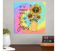YAASIMOULE In the morning when I rise give me Jesus sunflower canvas wall art