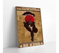 YAASIMOULE In The World Where You Can Be Anything Be Kind Afro Girl Canvas Prints Wall Art